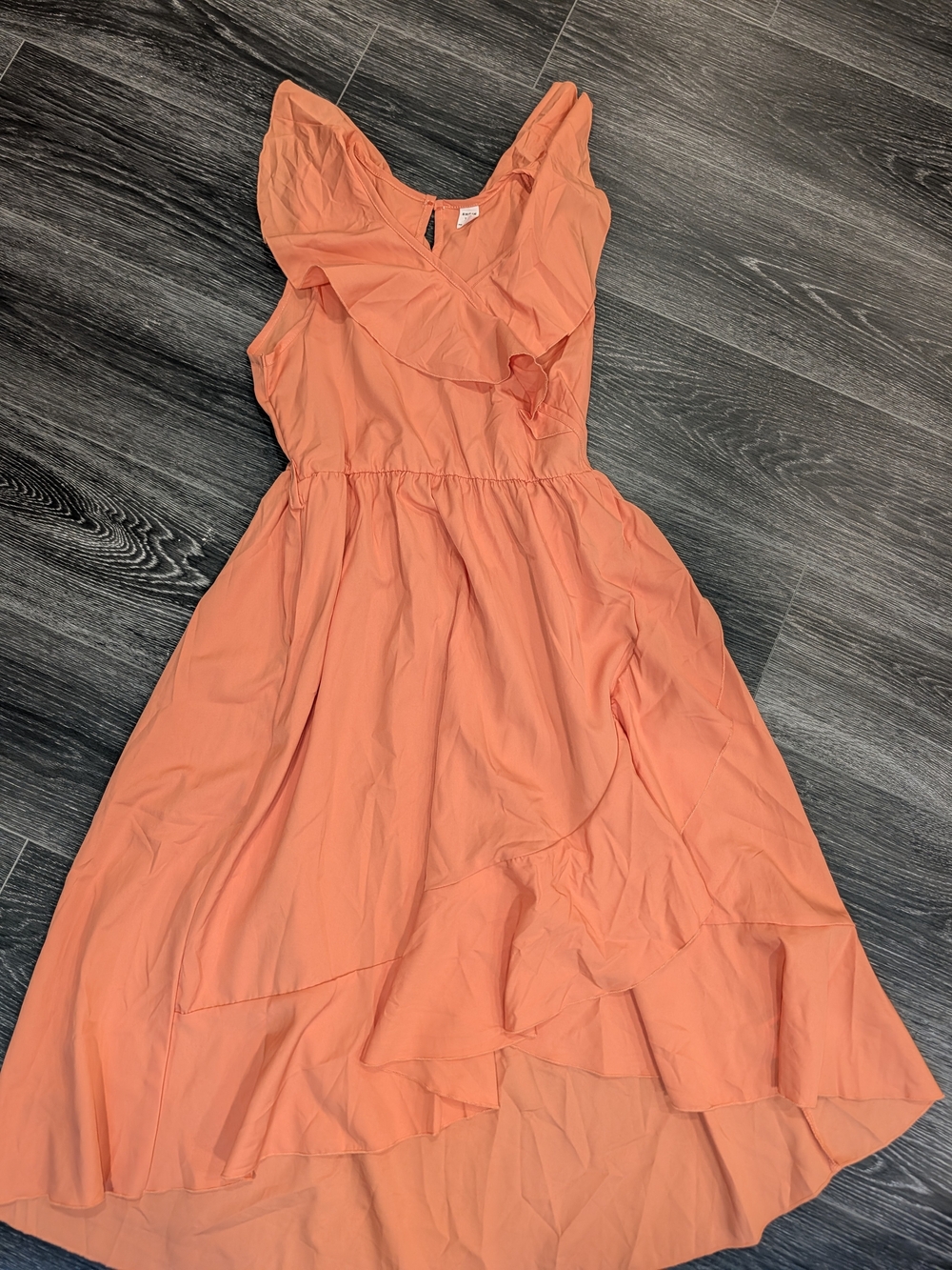 Ruffled V-Neck Sleeveless Midi Dress in Coral